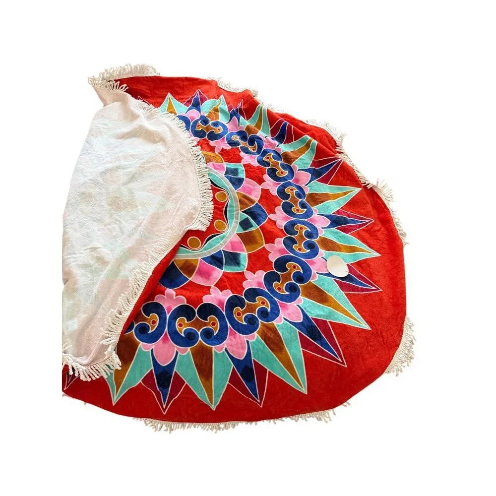 Luni Costa Rican Red Oxcart Wheel Inspired Beach Towel Cotton Yoga New